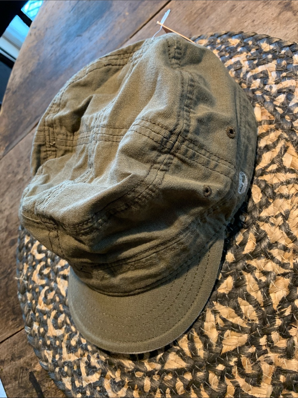 NWT Timberland Earthkeepers 100% Organic Cotton Green Military-Style Cap Size M
